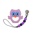 Owl Teether & Pacifier Clip Set // Purple