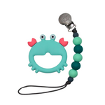 Crab Teether & Pacifier Clip Set // Teal