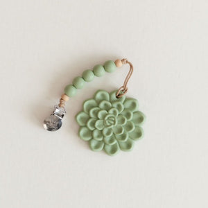 Succulent Teether & Pacifier Clip Set //  Sage