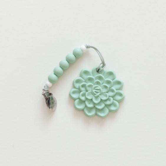 Succulent Teether & Pacifier Clip Set //  Aqua