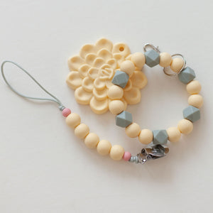 Succulent Teether & Pacifier Clip Set //  Buttercream