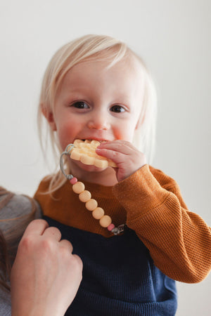 Succulent Teether & Pacifier Clip Set //  Buttercream