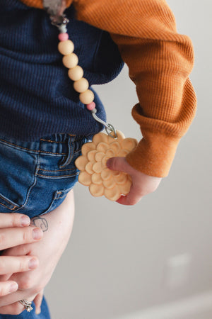 Succulent Teether & Pacifier Clip Set //  Buttercream