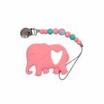 Elephant Teether & Pacifier Clip Set // Pink